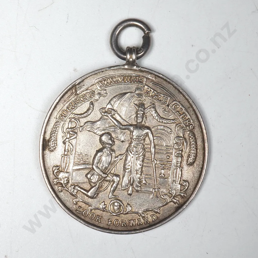 Sterling Silver NZ Miniature Rifles Association Prize Medal, 1944. Image 1++
