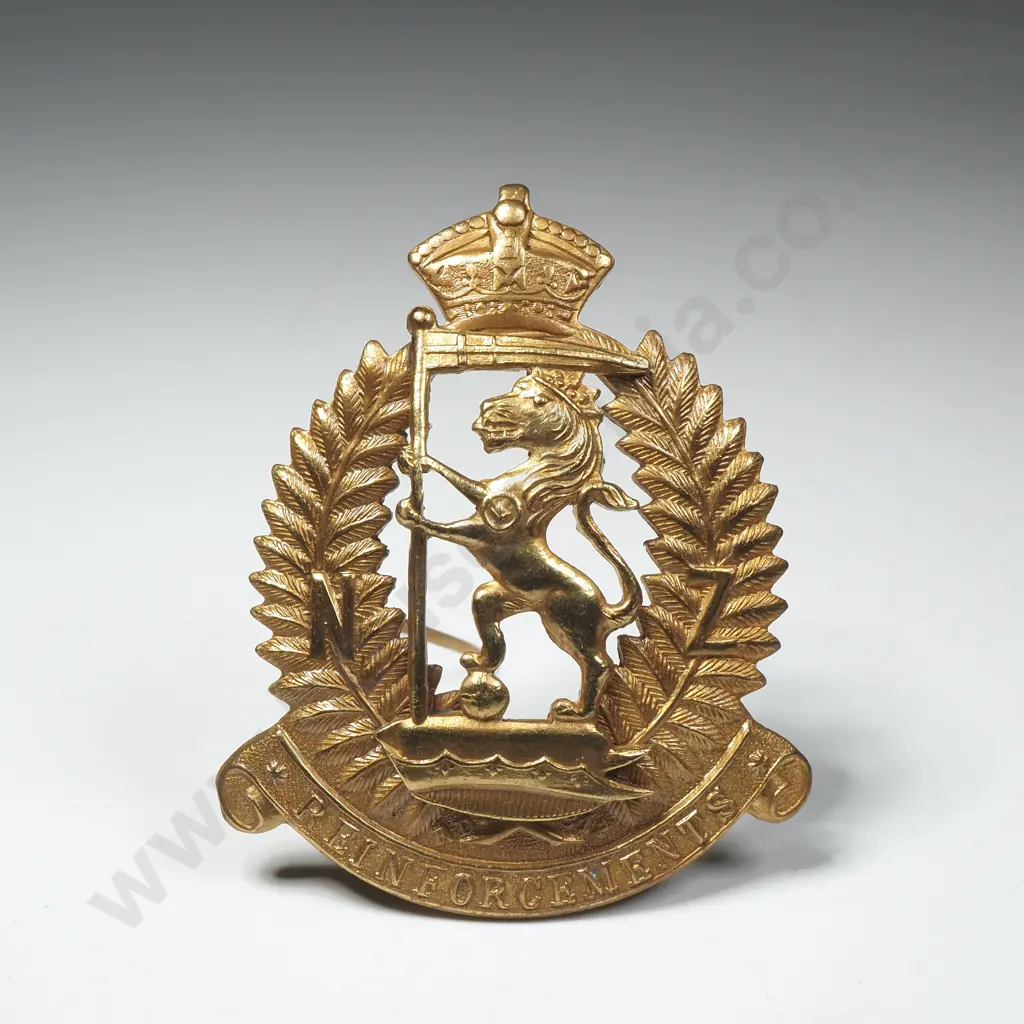Brass NZ WW1 Rifle Brigade Reinforcements Sweethearts Cap Badge 1914-1918 Image 1++