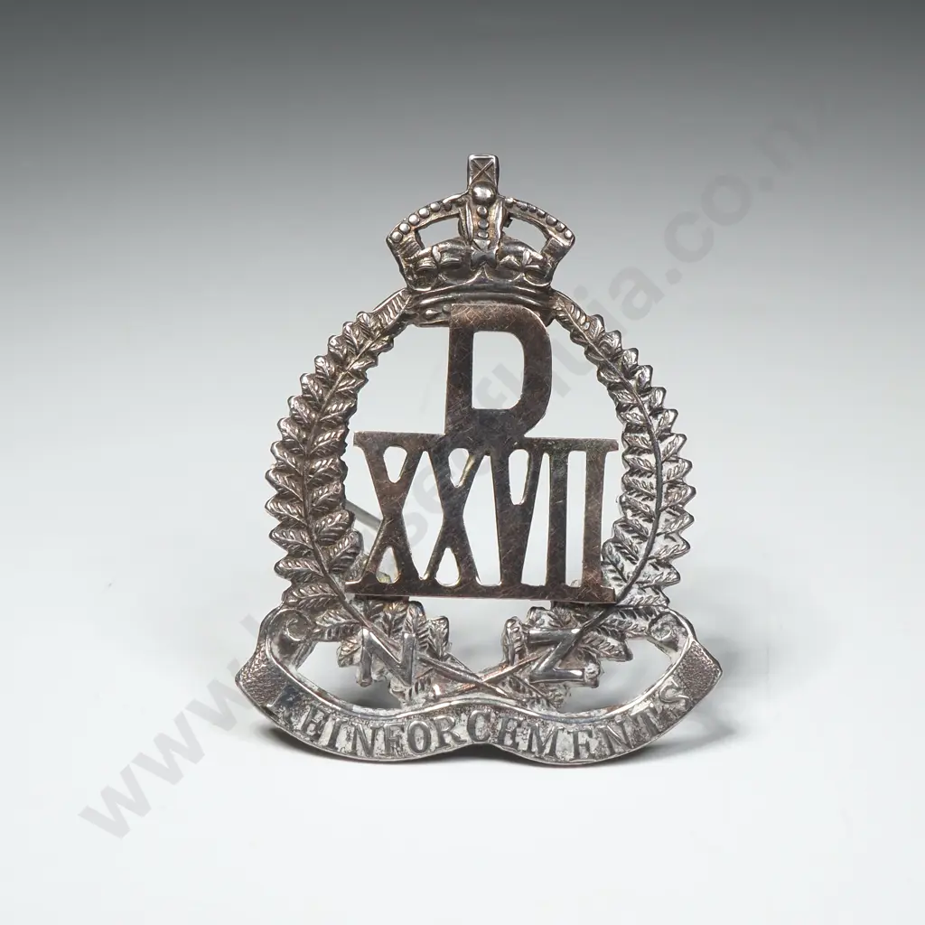 NZ WWI 9ct Gold And Silver 27th Reinforcements Sweetheart Brooch. Image 1++