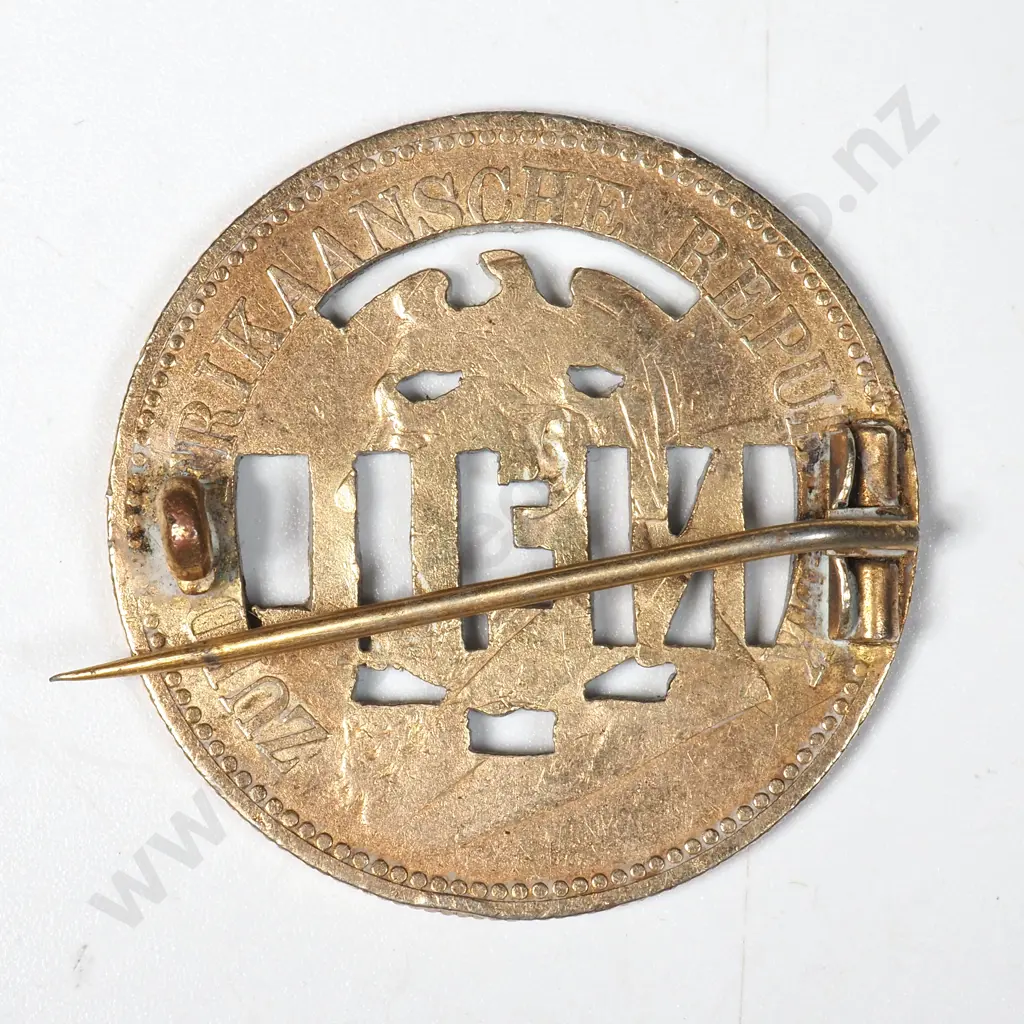 Gilt Sterling Silver Boer War Sweetheart Brooch Made From A South African 1894 Halfcrown. Image 1++
