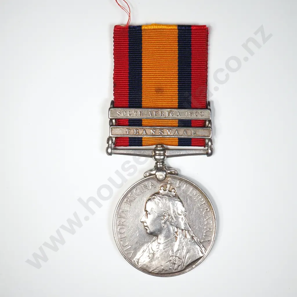 Boer War 9th Contingent QSA Medal to 7165 Randolph Albert Alexander Eagleton w Two Clasps Image 1++