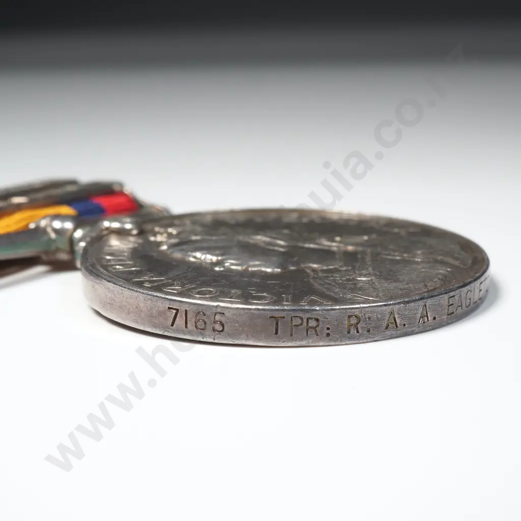 Boer War 9th Contingent QSA Medal to 7165 Randolph Albert Alexander Eagleton w Two Clasps Image 1++