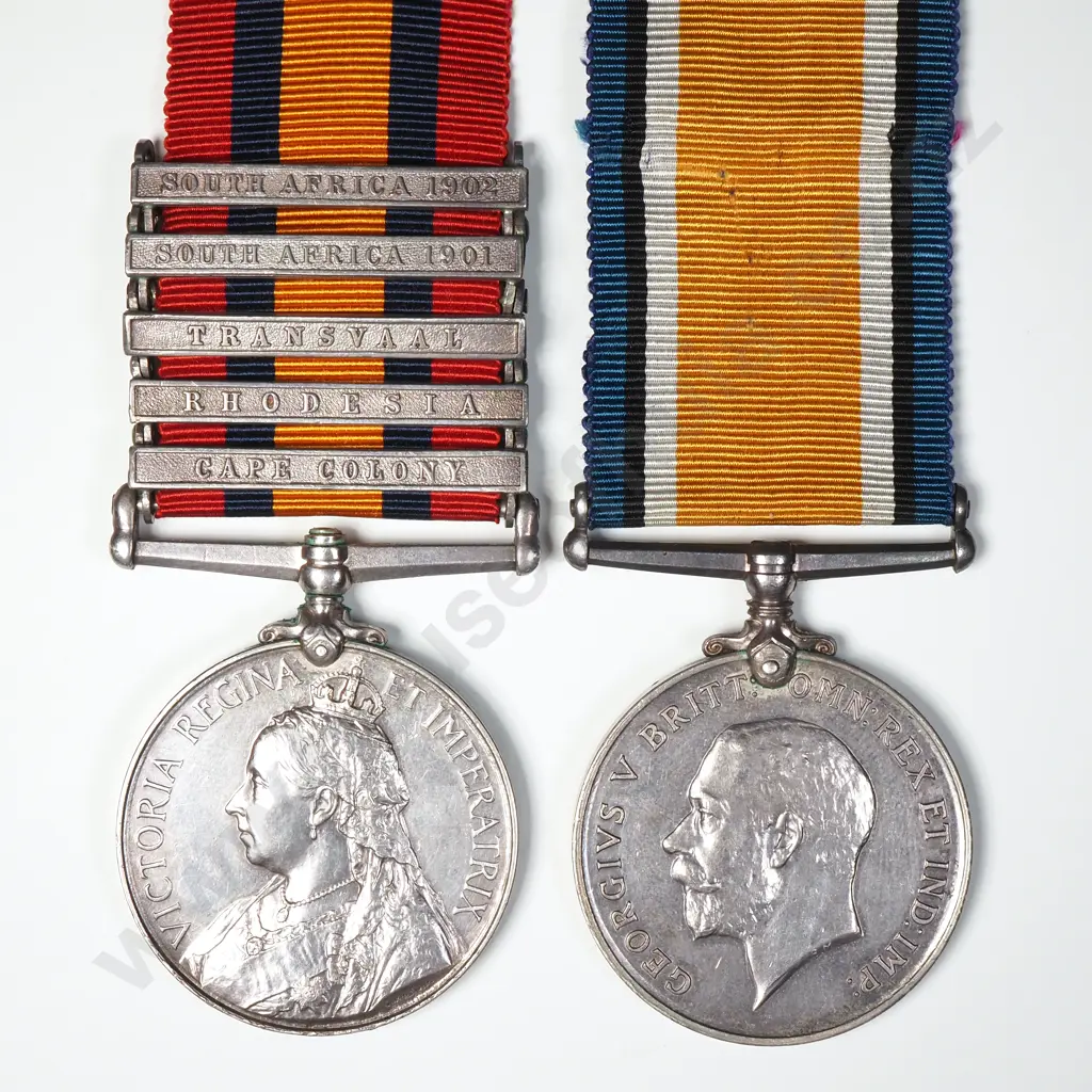 5th Contingent New Zealand Boer War QSA & BWM (Sole Entitlement) to Lt J L Haselden Image 1++
