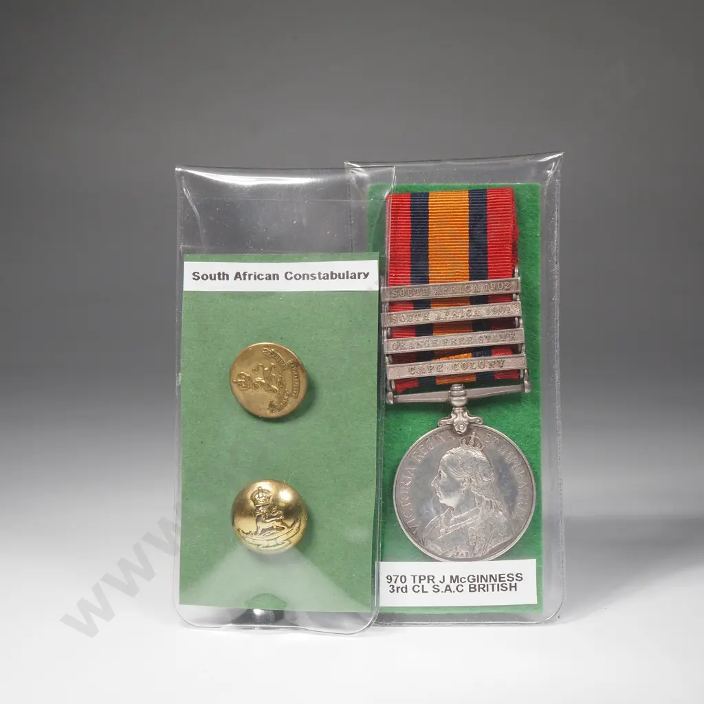 Boer War QSA to 970 TPR J McGinness 3rd CL SAC British Image 1++