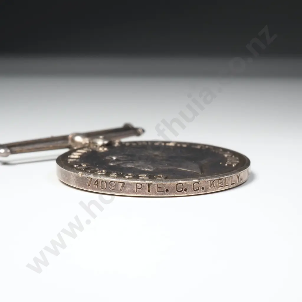WWI British War Medal Named “74097 PTE. C. C. KELLY. N.Z.E.F.”. 22728 Image 1++