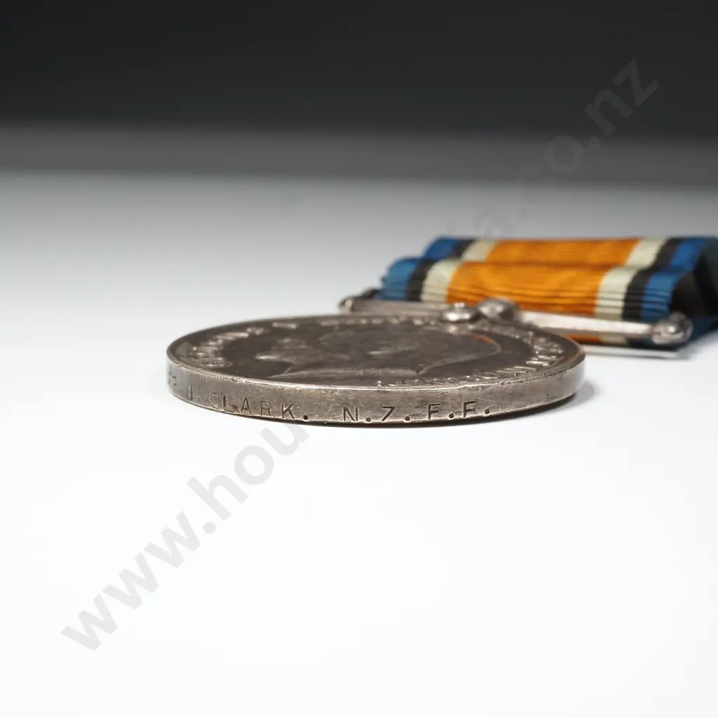 WW1 New Zealand British War Medal to 57476 Pte F J Clark NZEF Image 1++