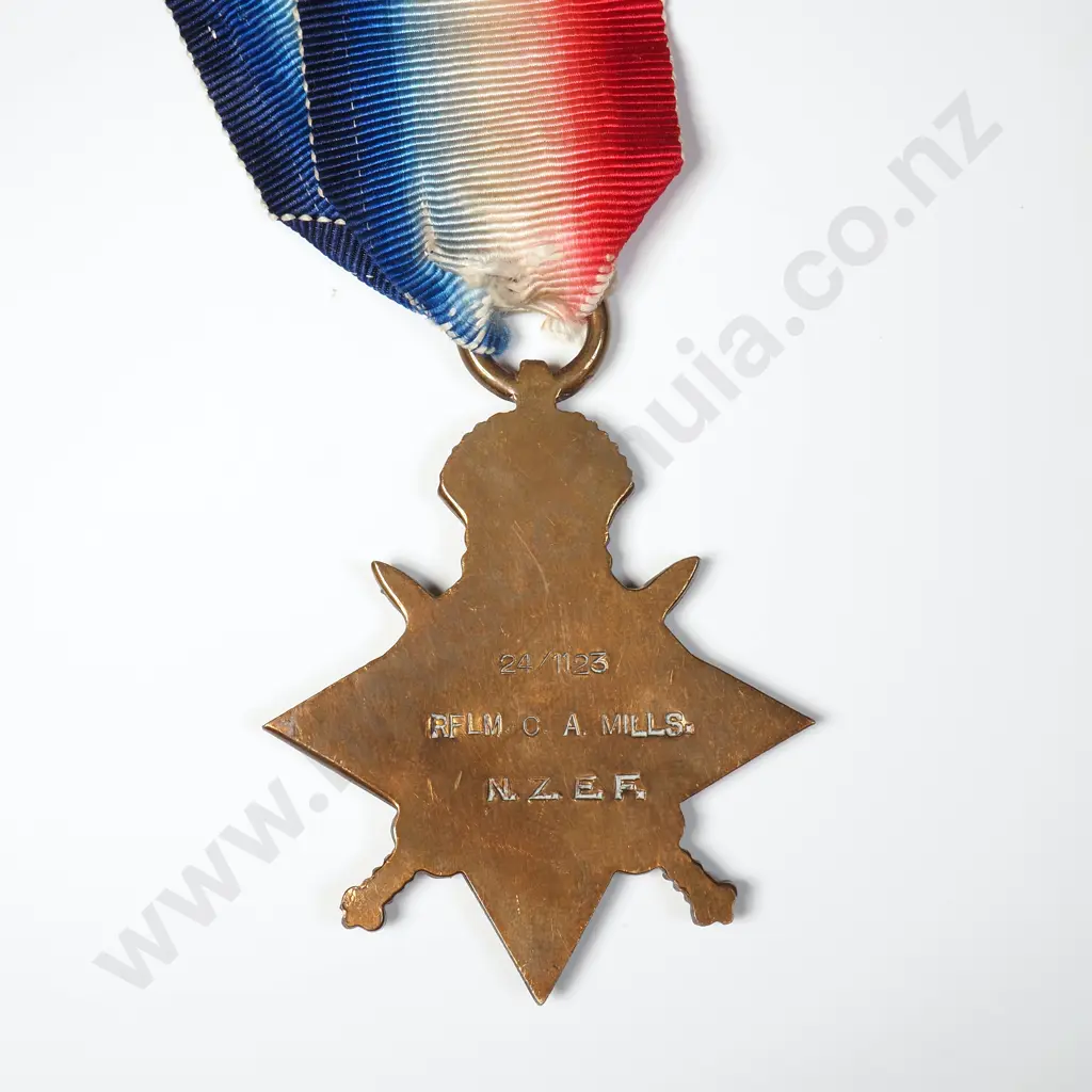 WW1 1914/15 Star to 24/1123 C A Mills NZEF Image 1++