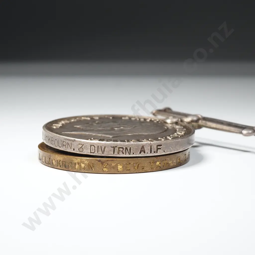 WWI Medal Pair Named “10807 PTE P. J. BLACKBOURN. 3 DIVE. TRN. A.I.F.”. 22491 Image 1++