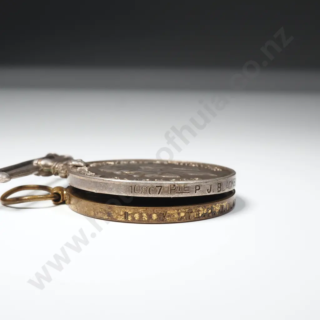 WWI Medal Pair Named “10807 PTE P. J. BLACKBOURN. 3 DIVE. TRN. A.I.F.”. 22491 Image 1++