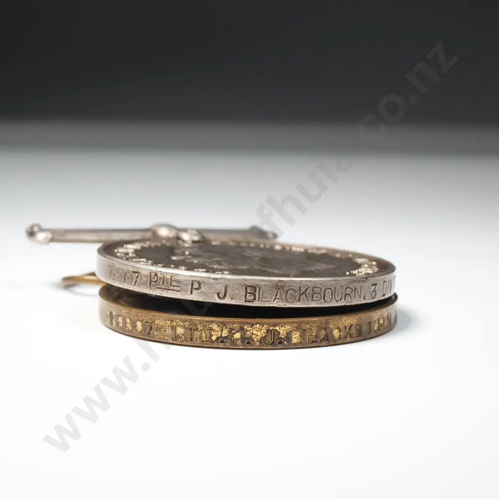 WWI Medal Pair Named “10807 PTE P. J. BLACKBOURN. 3 DIVE. TRN. A.I.F.”. 22491 Image 1++