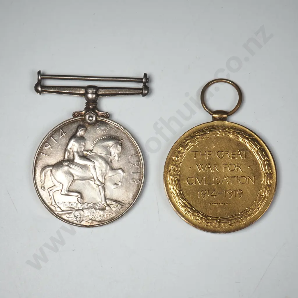 WWI Medal Pair Named “51707 PTE. A. DYSART. N.Z.E.F.”. 22290 Image 1++