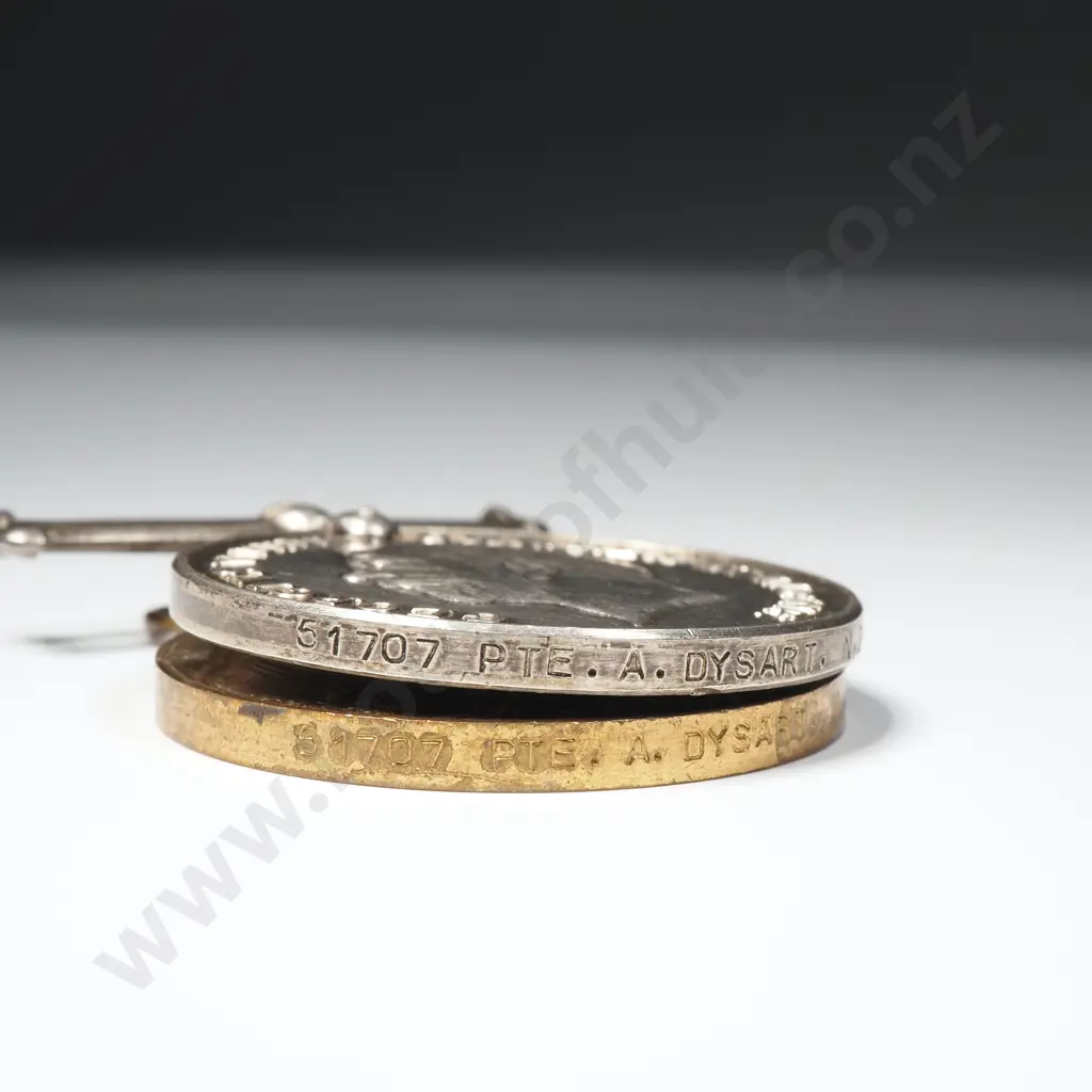 WWI Medal Pair Named “51707 PTE. A. DYSART. N.Z.E.F.”. 22290 Image 1++
