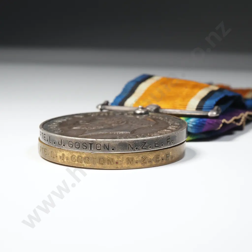 WW1 Pair to 3/3126 L J Goston NZEF & Small RSA Badge Image 1++
