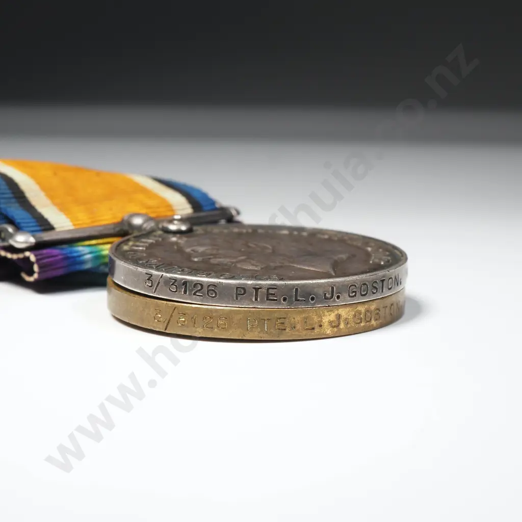WW1 Pair to 3/3126 L J Goston NZEF & Small RSA Badge Image 1++