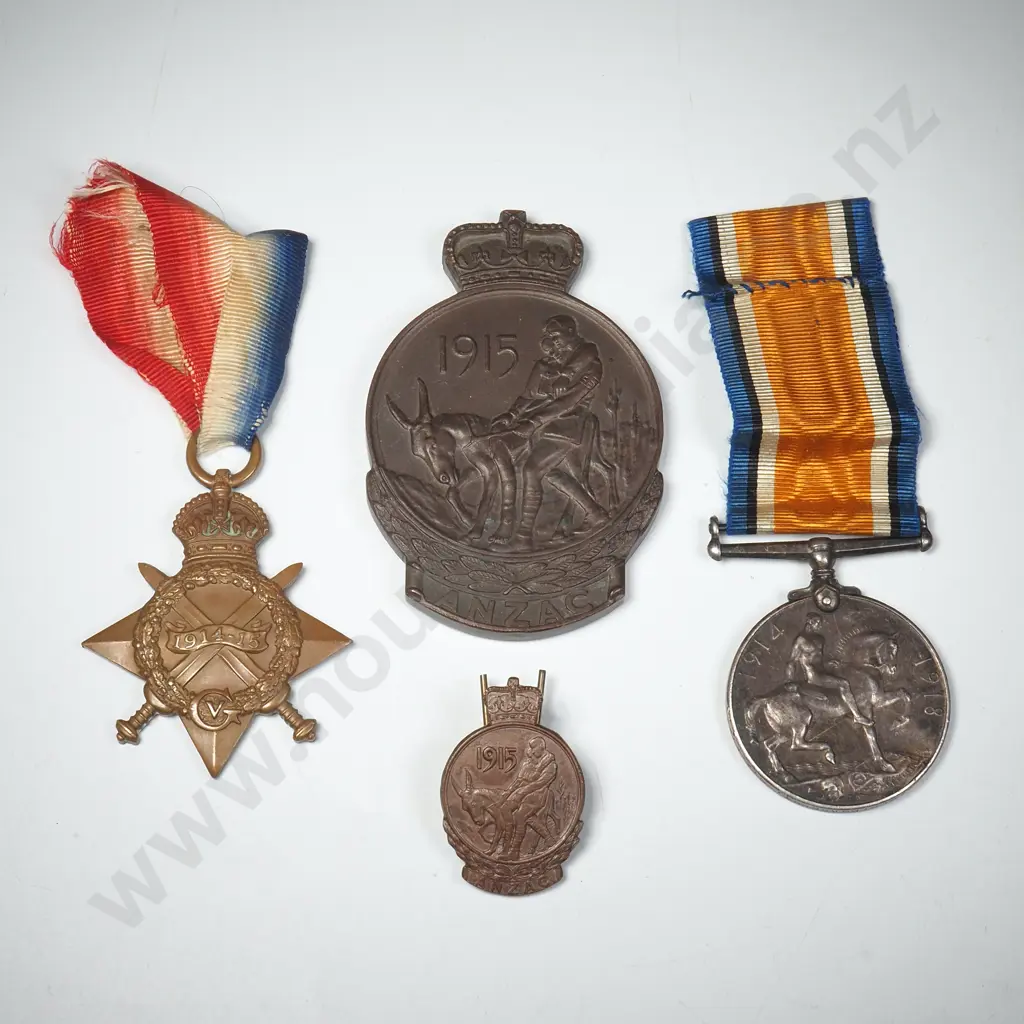 WW1 New Zealand 1914/15 Sta & BWM & Gallipoli Medallion to 8/1897 Pt P Rowberry NZEF Image 1++