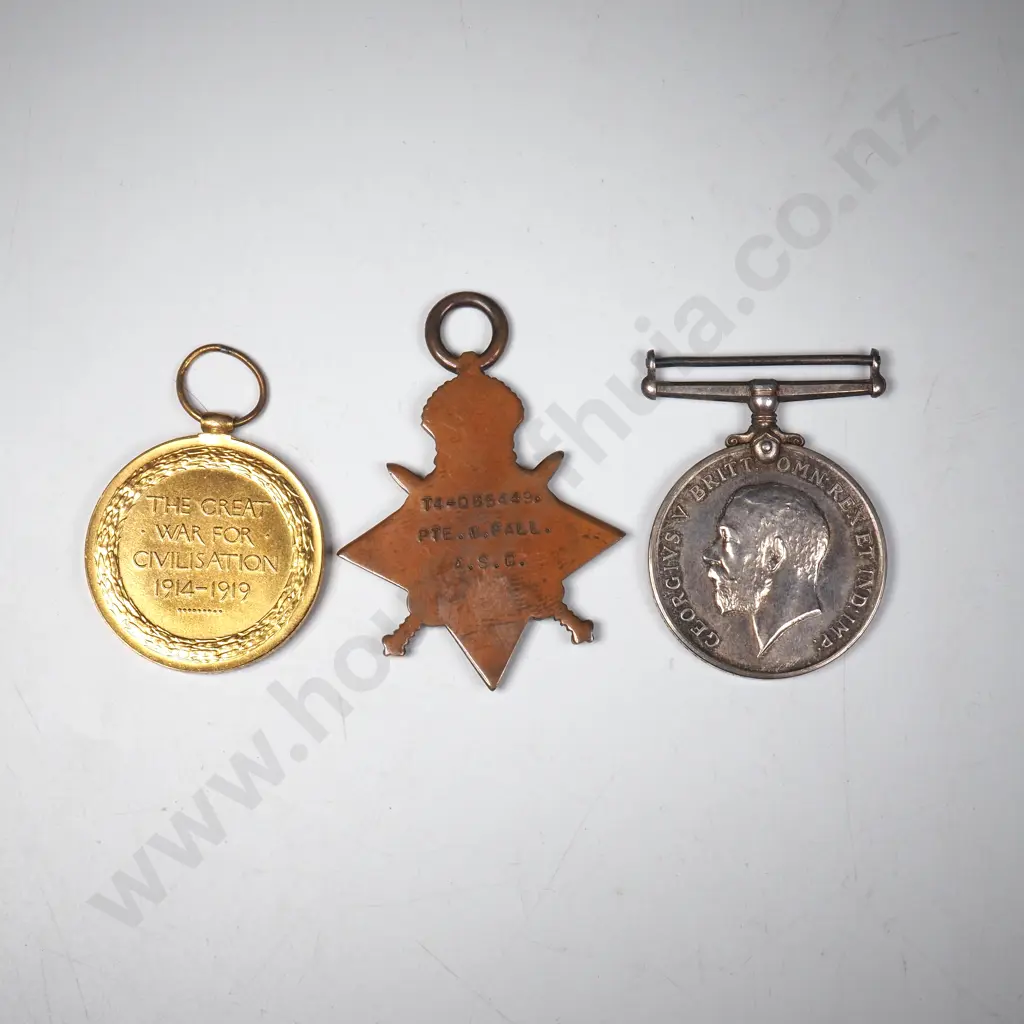 WW1 Trio to T4-085449 Pte William Fall Royal Army Service Corp Image 1++