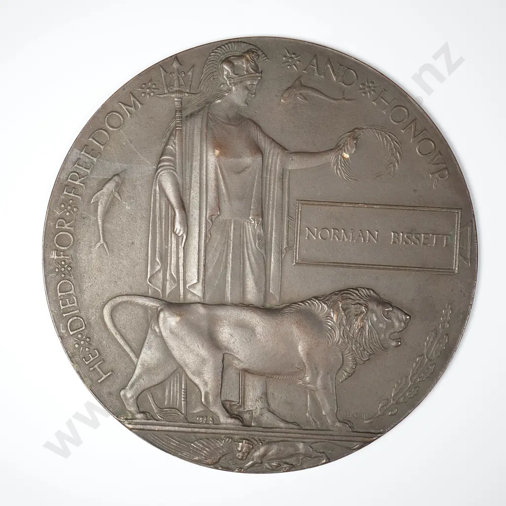 Death Plaque to 49226 Norman Bisset NZEF  Image 1++
