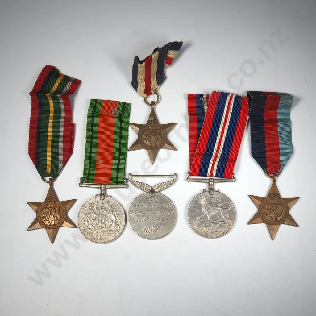 Unnamed WW2 New Zealand Group of Six Medals Image 1++