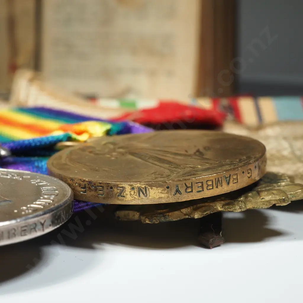 Impressive Family Group - WW1 Trio to 9/363 W Bambery NZEF - WW2 Group of Five to DJW Bambery & Medal to M Bambery Image 1++