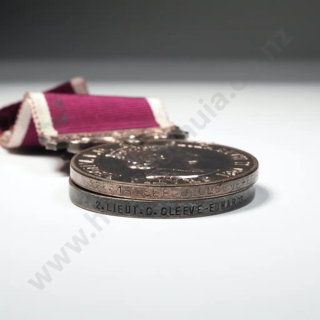 WW1 BWM to 2nd Lieut C Cleeve-Edwards (Died 16 October 1918) & NZ LSGC Medal named to 926314 J Cleeve-Edwards w Miniatur Image 1++