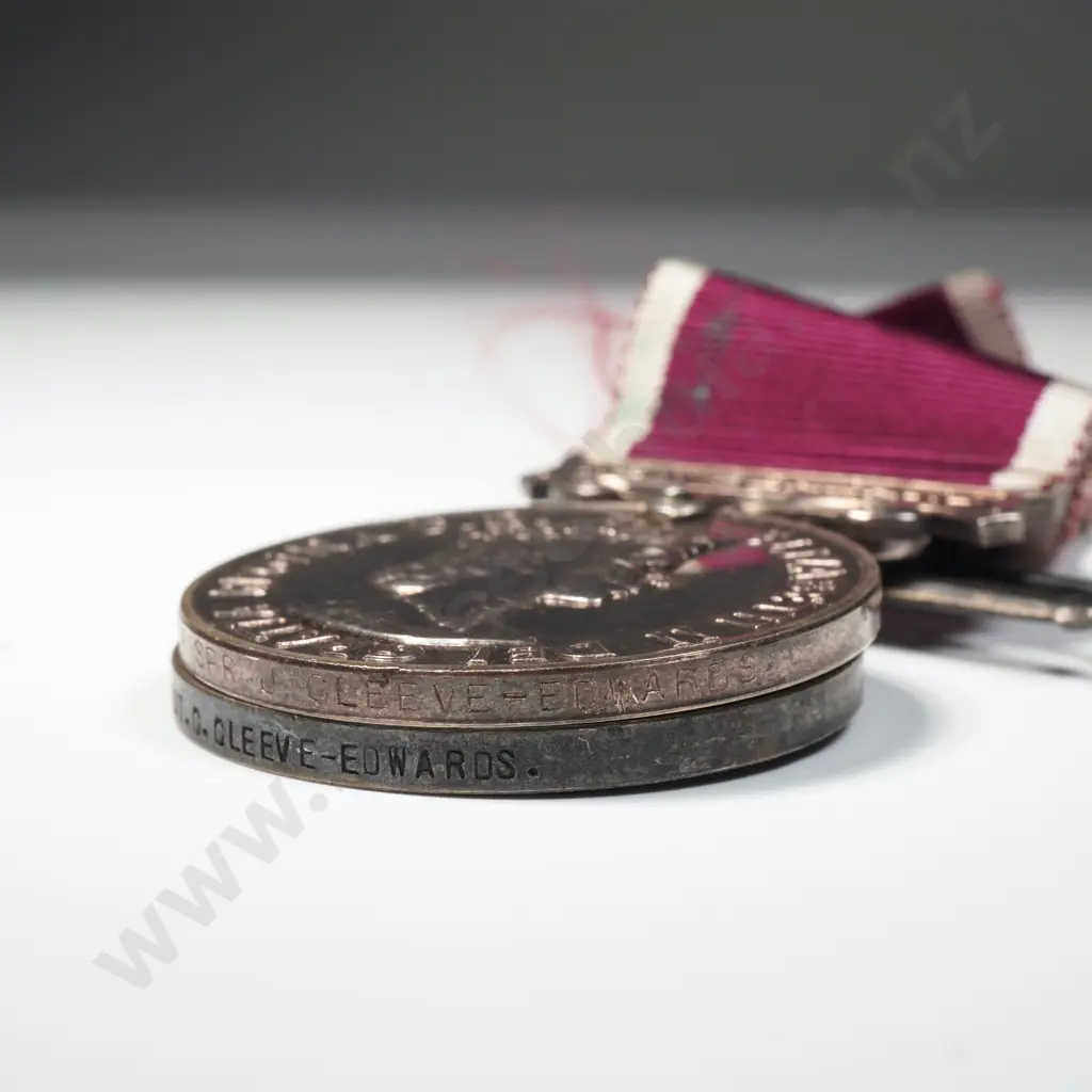 WW1 BWM to 2nd Lieut C Cleeve-Edwards (Died 16 October 1918) & NZ LSGC Medal named to 926314 J Cleeve-Edwards w Miniatur Image 1++