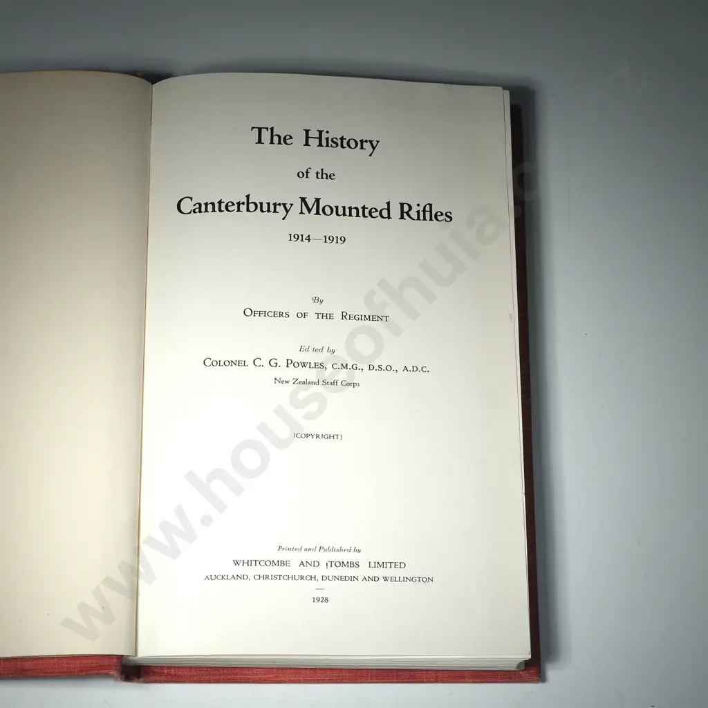 The History of the Canterbury Mounted Rifles 1914-1919 by C G Powels  Image 1++