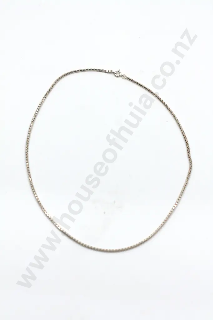 Sterling Silver Box Link Necklace "A Shiny Package" Image 1++