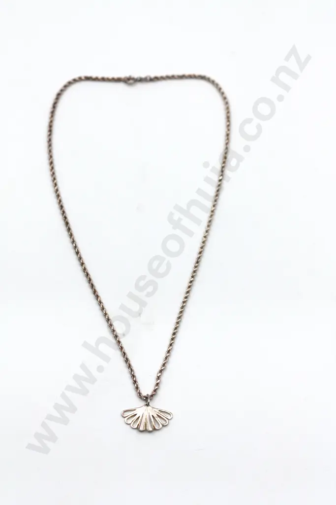 Sterling Silver Rope Chain & Fan Pendant "Fanfare" Image 1++
