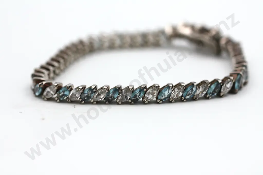 Coloured Gemstone Tennis Bracelet "Blue Skies" Image 1++