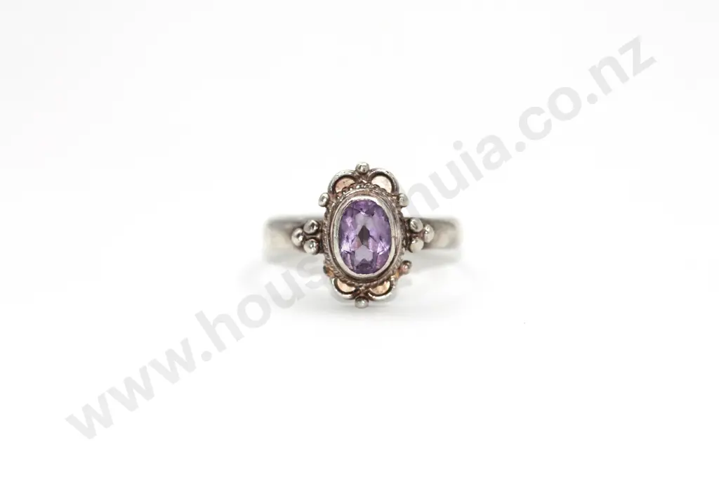 Sterling Silver Amethyst Baroque Style Ring "Going for Baroque" Image 1++