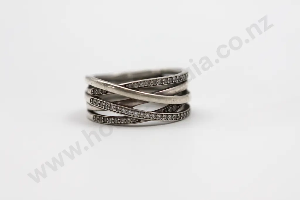 Sterling Silver Multi Band Gem Set Ring "A Twisted Tale" Image 1++