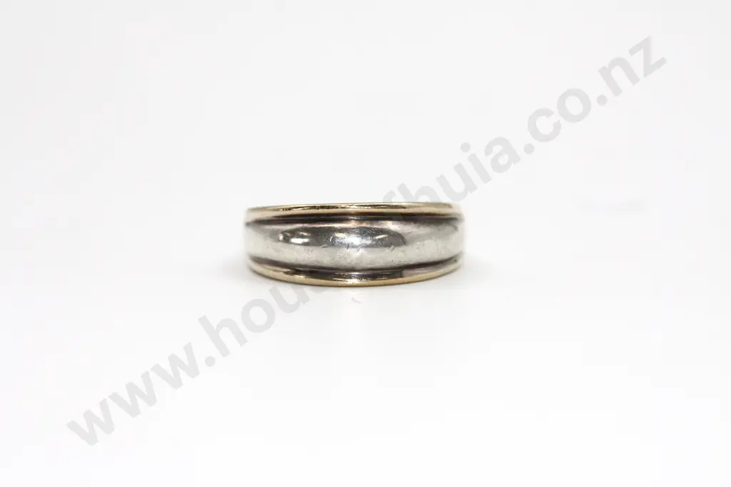 Sterilng Silver & 9ct Gold Ring Image 1++