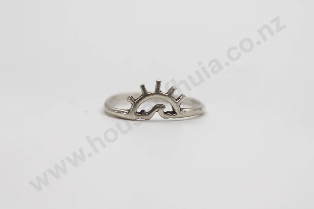 Sterling Silver Rising Sun w Wave Ring "Its a new day" Image 1++