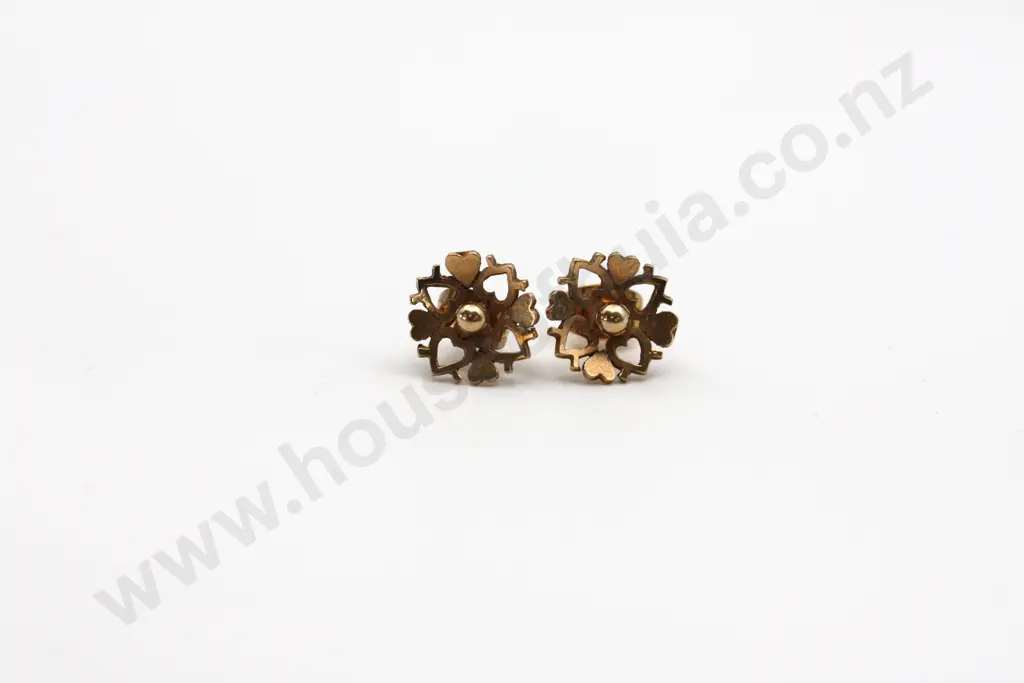 Stylish 9ct Gold Stud Earrings "Hearts of Gold" Image 1++