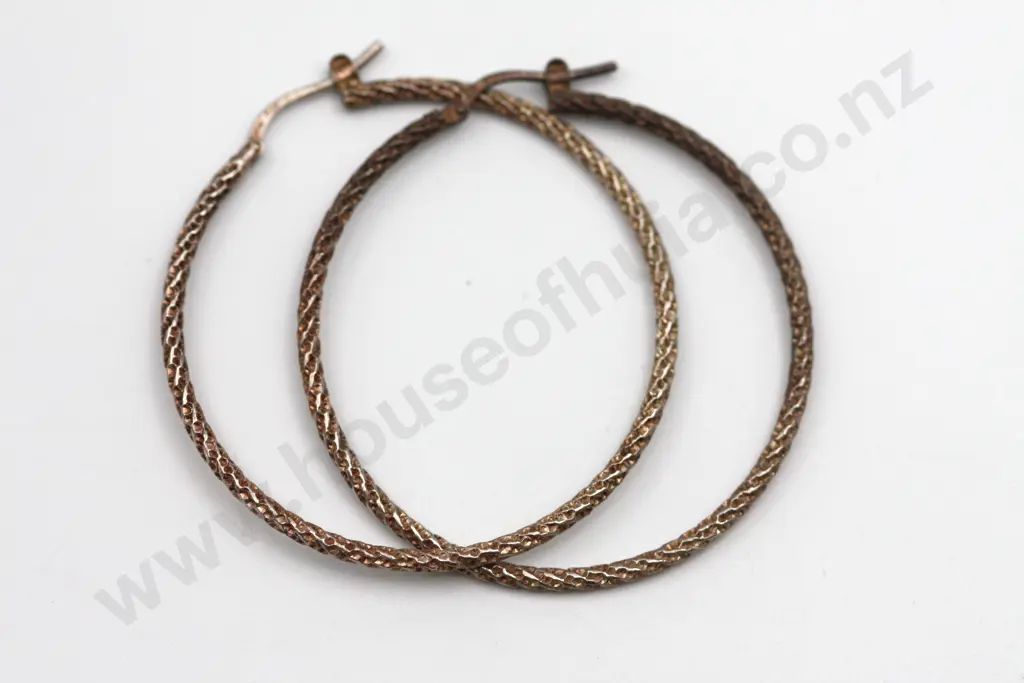Sterling Silver Textured Hoop Earrings "Hula in the sun" Image 1++