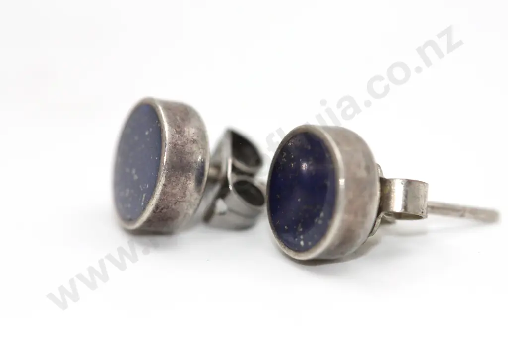 Sterling Silver Lapis Stud Earrings "In the Lap of Luxury" Image 1++