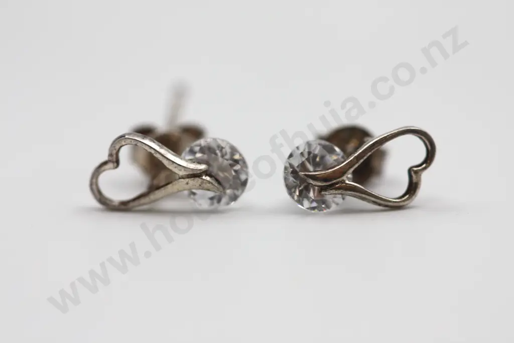 Sterling Silver & CZ Earrings "Love is in the ear" Image 1++