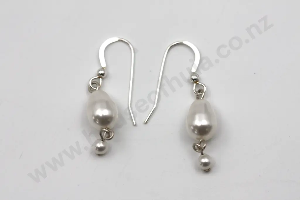 Stylish Faux Pearl Tear Drop Earrings "Trifling Tears" Image 1++
