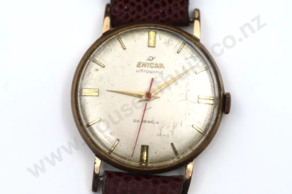 Rolled Gold "Enicar" Ultrasonic 25 Jewel Watch - Ticking "Im late - i'm late!" Image 1++