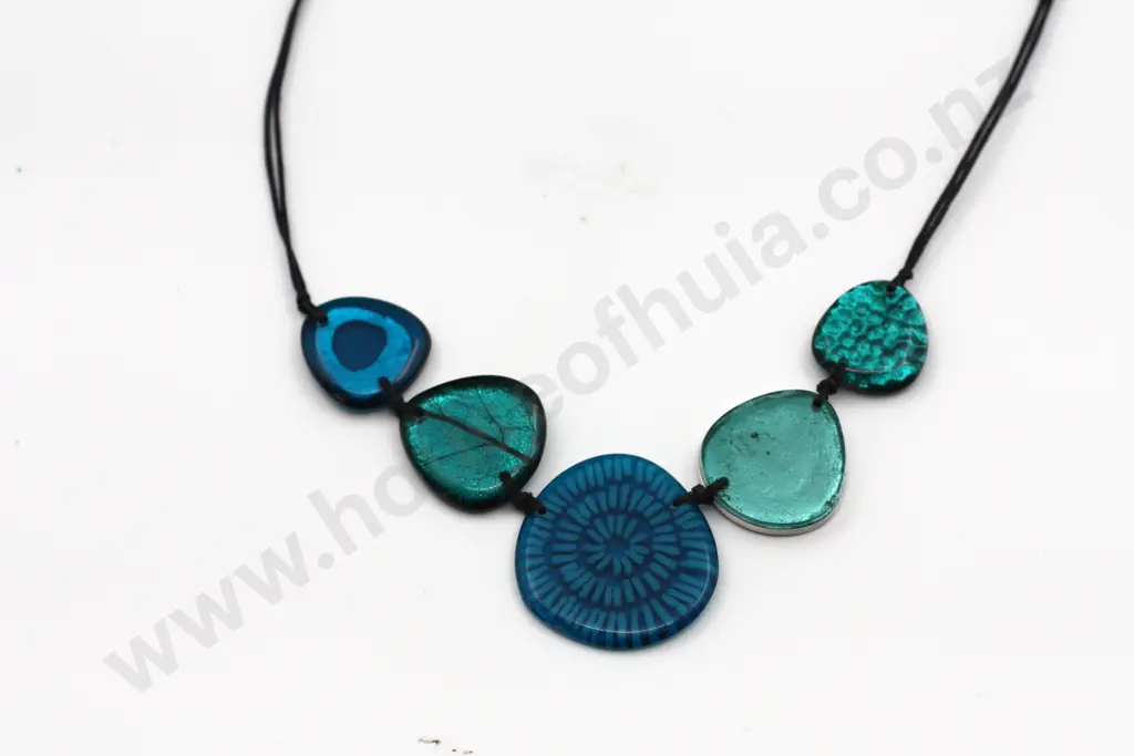 Aquarus Necklace w Decorative Rounded Beads on Chord Image 1++