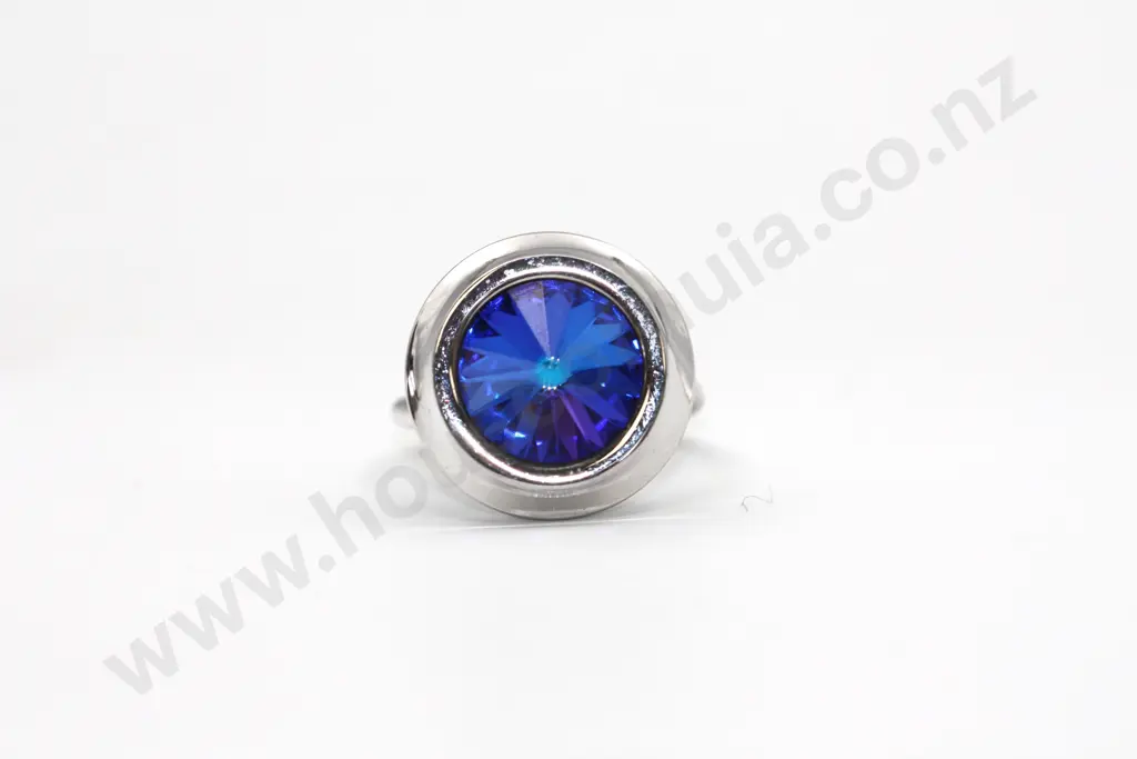 Rich Mystic Blue Gem Ring in Silver Metal "Enchanting" Image 1++