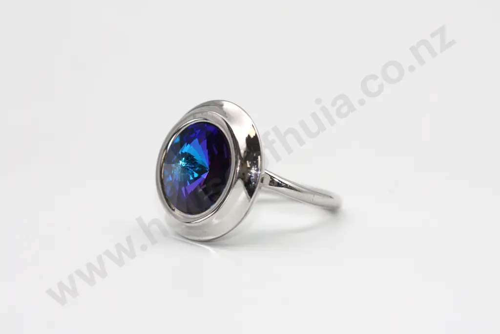 Rich Mystic Blue Gem Ring in Silver Metal "Enchanting" Image 1++