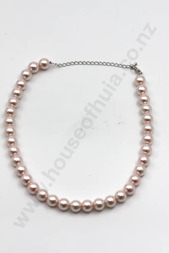 Stylish String of Large pink Huge Faux Pearls "Further Pink Fantastic" Image 1++
