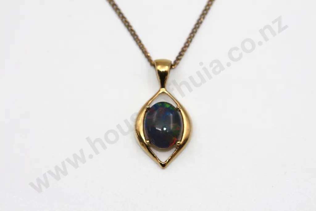 Opal Pendant on Rolled Gold Chain "Buy now for an October Birthday" Image 1++
