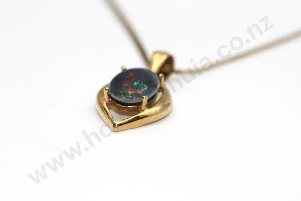 Opal Pendant on Rolled Gold Chain "Buy now for an October Birthday" Image 1++