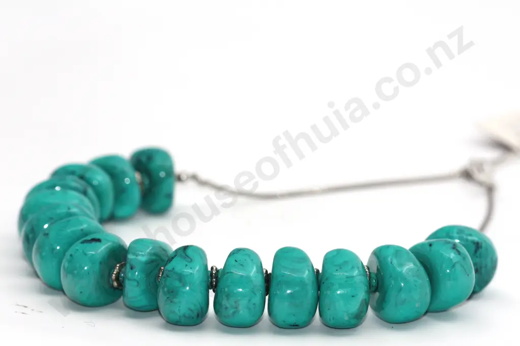 Large Turquoise Style Free Form Bead Necklace "Bolder Boulder" Image 1++