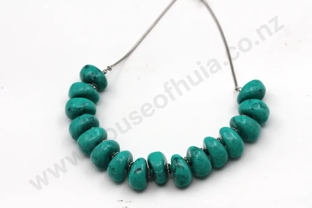 Large Turquoise Style Free Form Bead Necklace "Bolder Boulder" Image 1++