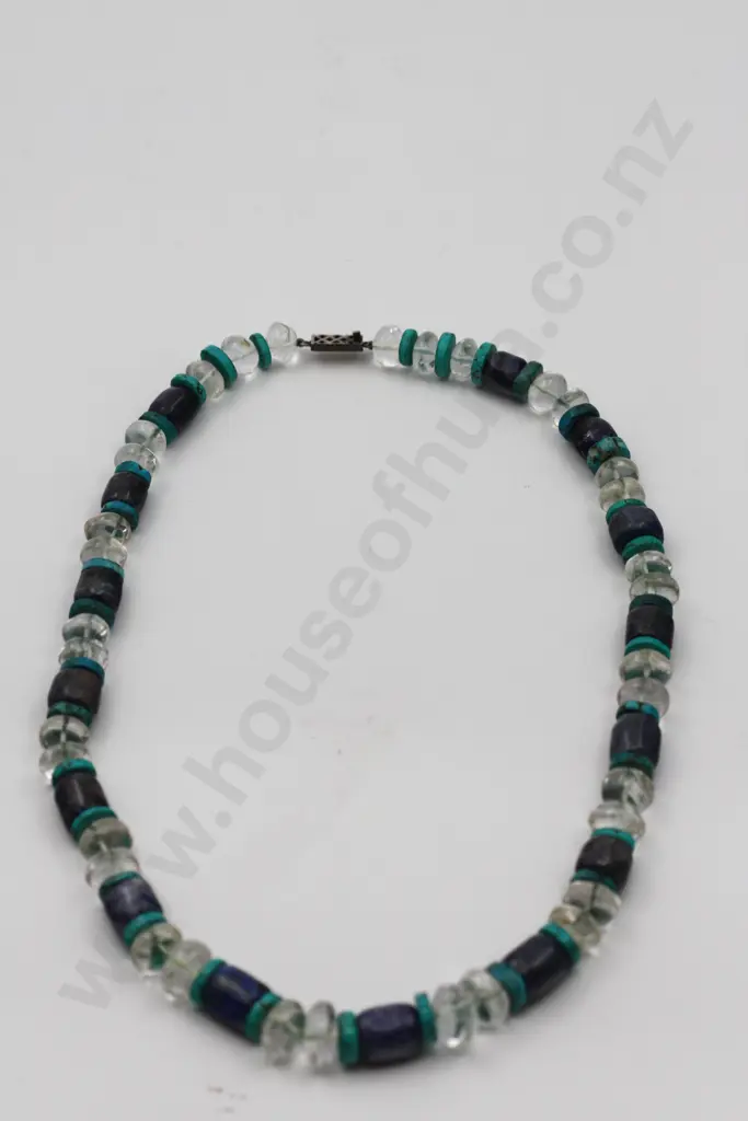 Weighty Stone & Cut Glass Colourful Bead Necklace "Champagne" Image 1++