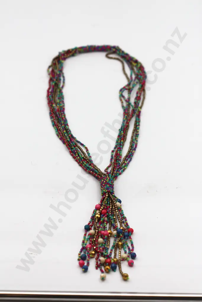 Large Multi-Strand Necklace w Wide Variety of Colours & Sizes "Love Love Beads" Image 1++