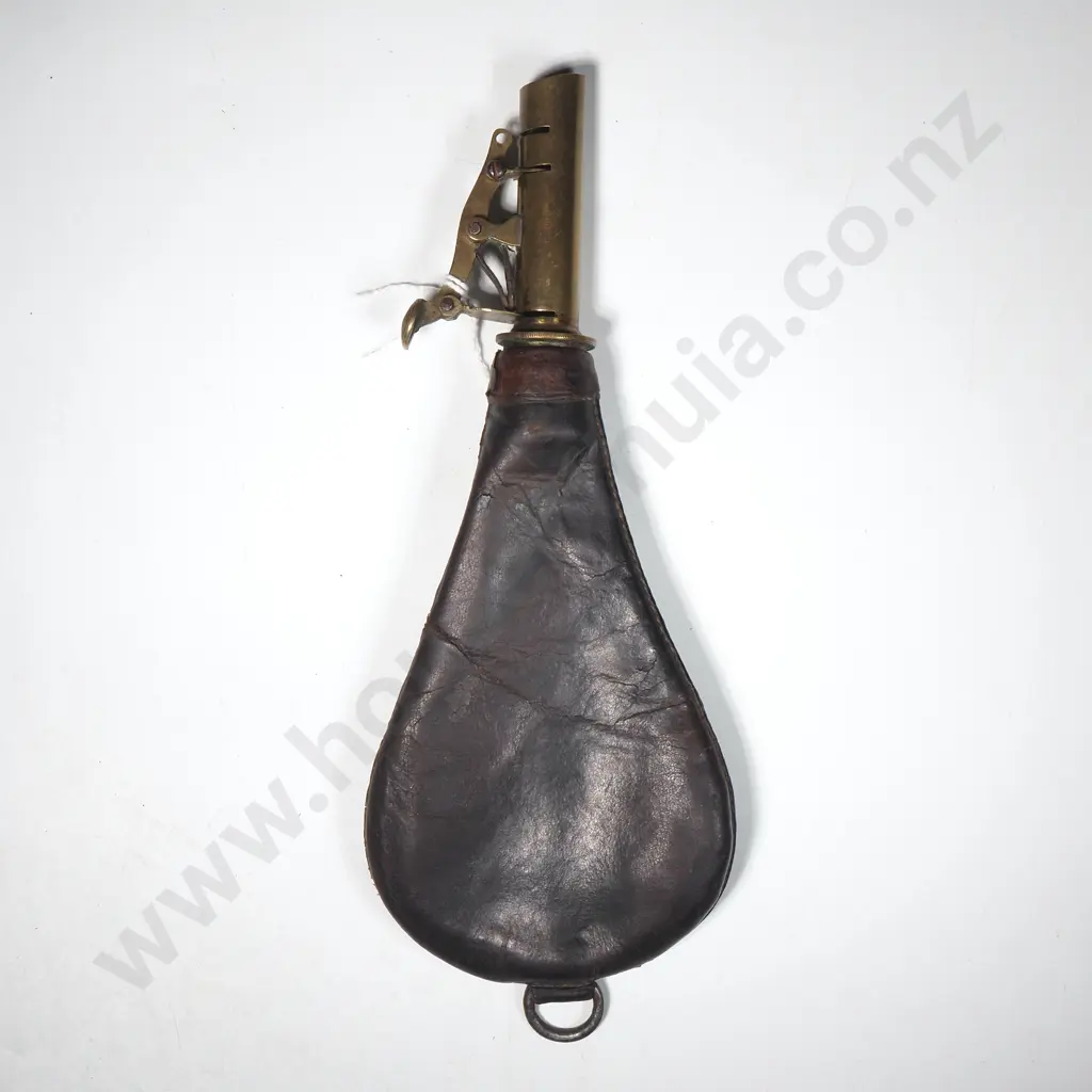 Antique Leather Body Powder Flask Image 1++